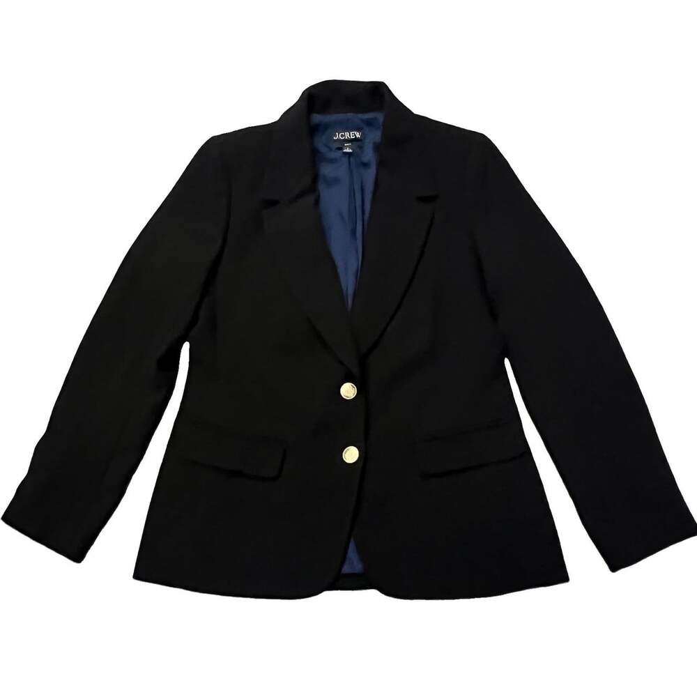 J CREW Women’s Willa Black Blazer Size 8 Lined Career Preppy Gold Buttons